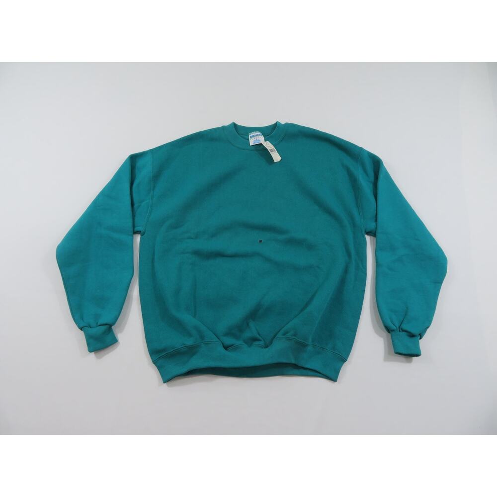 Cheetah Sweatshirt, Blank Plain Sweater, Green Made in USA Sz L 1990s New NWT